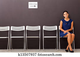 businesswoman, venter, by, arbejde interview