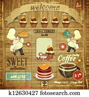 Cafe Confectionery Menu Retro Design Cafe Confectionery Menu Retro Design