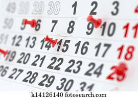 Calendar with red pins Calendar with red pins