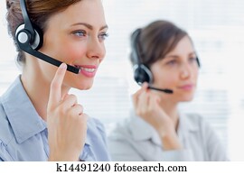 Call center agents at work Call center agents at work