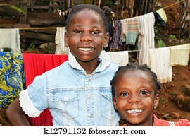 Candid portrait of black African sisters