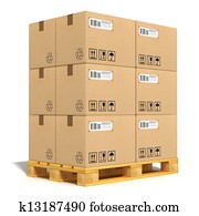 Cardboard boxes on shipping pallet