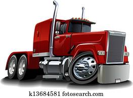 caricatura, semi caminhão