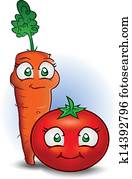 Carrot and Tomato Vegetable Cartoon Carrot and Tomato Vegetable Cartoon