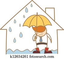 cartoon character of man in the leak roof house cartoon character of man in the leak roof house