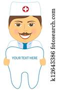 cartoon dentist with tooth