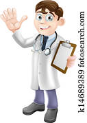 Cartoon Doctor Holding Clipboard Cartoon Doctor Holding Clipboard