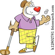 Cartoon dog playing golf Cartoon dog playing golf