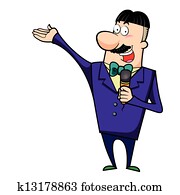 Cartoon Host Emcee with Microphone Clip Art | k13178809 | Fotosearch