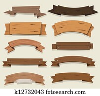 Cartoon Wood Banners And Ribbons Cartoon Wood Banners And Ribbons