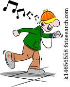 Cartoon Youth with Mobile Phone