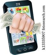 Cash Fist Cell Phone Concept Cash Fist Cell Phone Concept