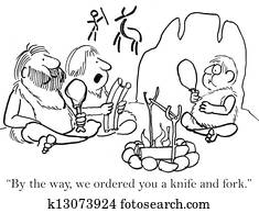 Cave boy must use knife and fork Cave boy must use knife and fork