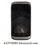 cell phone with a broken screen cell phone with a broken screen