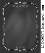 chalk board and drawn frame on it