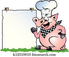 Chef Pig standing and pointing Chef Pig standing and pointing