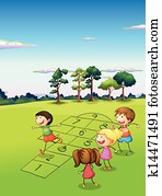 Children playing in the field Children playing in the field