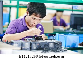 chinês, macho, trabalhador, em, fabricando