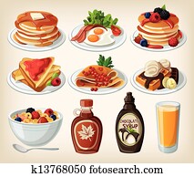 Classic breakfast cartoon set Classic breakfast cartoon set