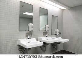 Clean new public toilet room empty 