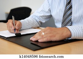 close-up, de, escrita, mãos, em, negócio, meio ambiente