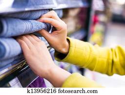 closeup, auswahl, von, waren, in, dass, supermarkt