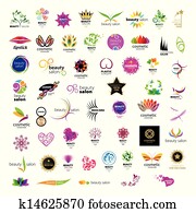 cobrança, de, vetorial, logotipos, para, cosméticos, beleza, salões