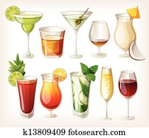 Collection of alcohol coctails Collection of alcohol coctails