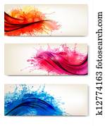 Collection of colorful abstract watercolor banners. Vector illustration. Collection of colorful abstract watercolor banners. Vector illustration.