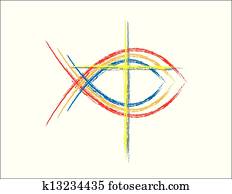 Color Grunge Christian Fish Symbols Color Grunge Christian Fish Symbols