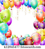 colorful balloons frame with confetti colorful balloons frame with confetti