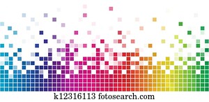 Colorful rainbow square mosaic with white copy space.