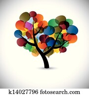Colorful tree chat icons & speech bubble symbols- vector graphic. This illustration represents social media communication or online chats and dialogs, discussions, etc Colorful tree chat icons & speech bubble symbols- vector graphic. This illustration represents social media communication or online chats and dialogs, discussions, etc