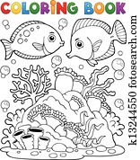 Coloring book coral reef theme 1 Coloring book coral reef theme 1