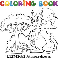 Coloring book with happy kangaroo Coloring book with happy kangaroo