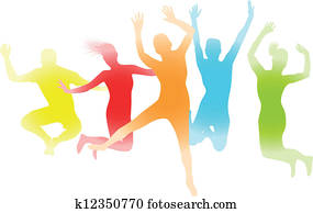 colorito, persone saltando