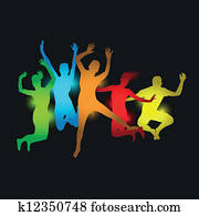 colourful people jumping