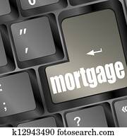 Computer keyboard with mortgage word on enter button