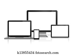 computer, laptop, mobile phone and digital tablet pc