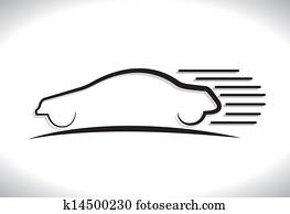 Concept vector graphic- speeding car automobile icon(symbol) wit