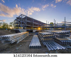 Construction site at sunset 
