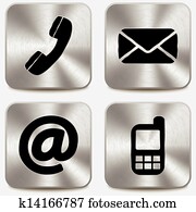 Contact us icons on metallic buttons Contact us icons on metallic buttons