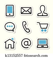 Contact web vector stroke icons set Contact web vector stroke icons set