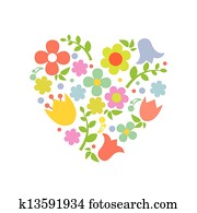 corazón, de, flowers.