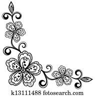 corner ornamental lace flowers. bla corner ornamental lace flowers. bla