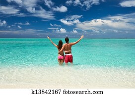 Couple on a beach at Maldives