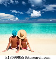 Couple on a beach at Maldives