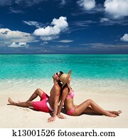 Couple on a beach at Maldives