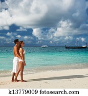 Couple on a beach at Maldives