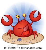 Crab Cartoon Character on the Beach Crab Cartoon Character on the Beach